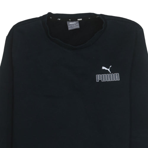 Puma Men’s Black Crew Neck Logo Sweatshirt Size M Regular Fit