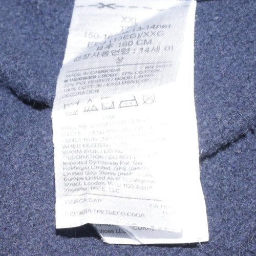 GAP Kids Boys Navy Blue Pullover Hoodie 13-14 Years Cotton Fleece