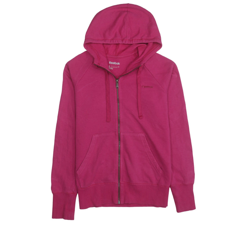 Reebok Womens Pink Full Zip Hoodie Size L Cotton Blend Casual