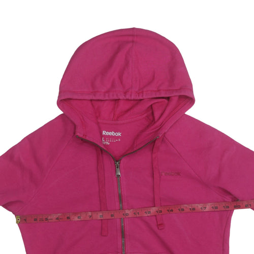 Reebok Womens Pink Full Zip Hoodie Size L Cotton Blend Casual