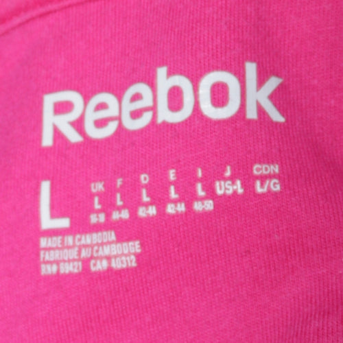 Reebok Womens Pink Full Zip Hoodie Size L Cotton Blend Casual