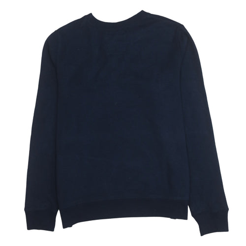 Hollister Men's Blue Embroidered Logo Crew Neck Pullover Sweatshirt L