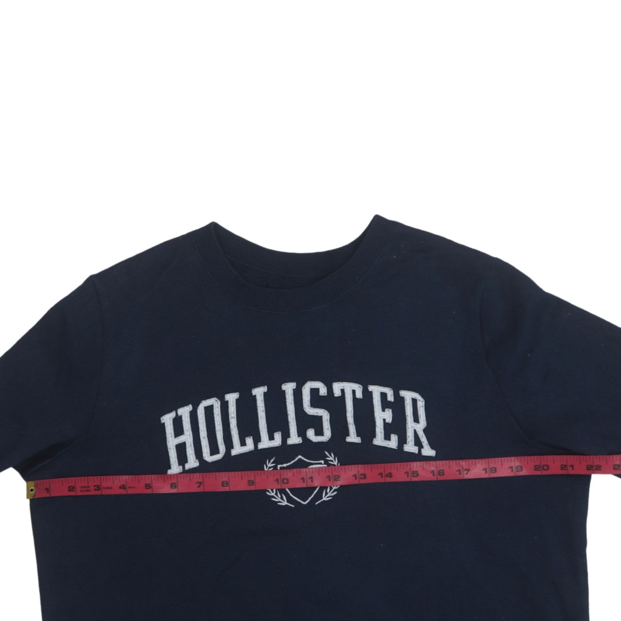Hollister Men's Blue Embroidered Logo Crew Neck Pullover Sweatshirt L