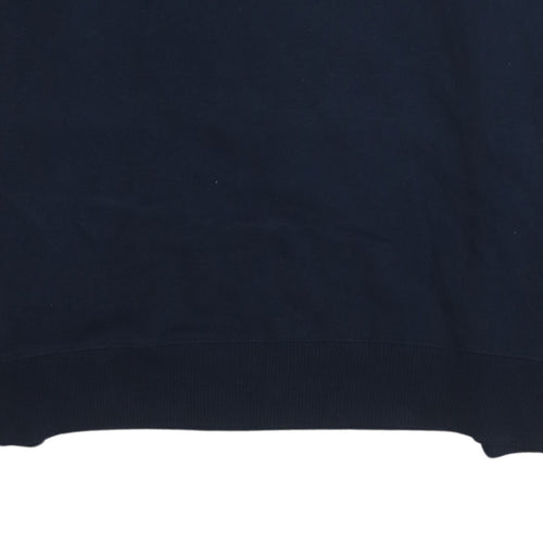 Hollister Men's Blue Embroidered Logo Crew Neck Pullover Sweatshirt L