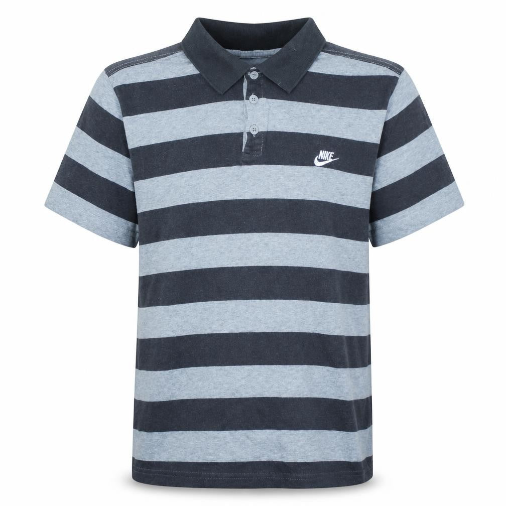 Front view of Nike Teens Grey Striped Polo Shirt XL 13/15 Regular Fit Collared