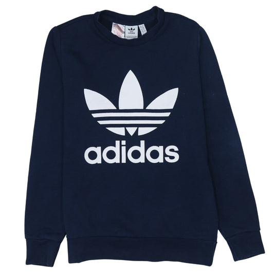 Adidas Boys Navy Blue Crew Neck Pullover Sweatshirt 13-14 Years Logo Print