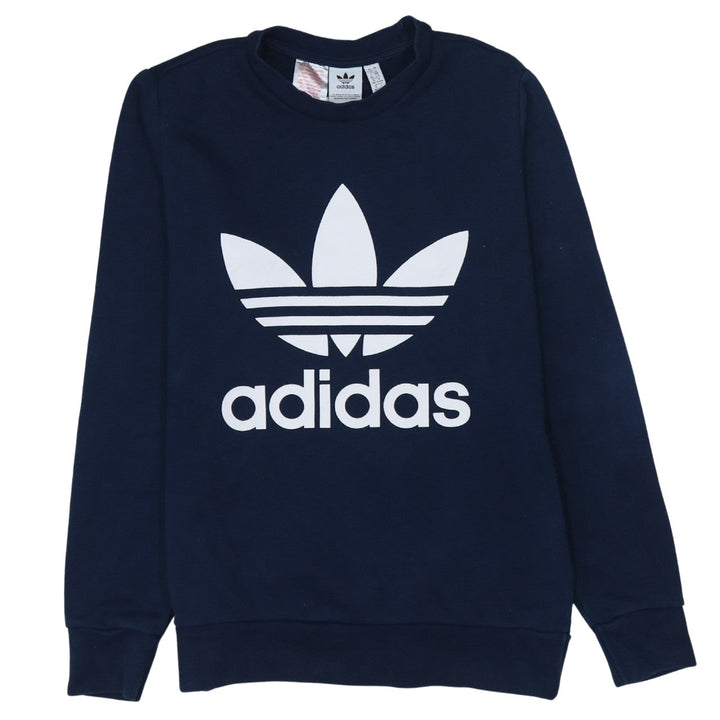 Adidas Boys Navy Blue Crew Neck Pullover Sweatshirt 13-14 Years Logo Print
