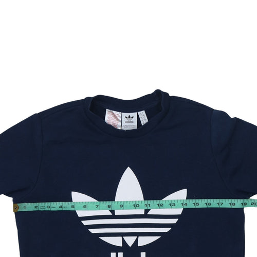 Adidas Boys Navy Blue Crew Neck Pullover Sweatshirt 13-14 Years Logo Print