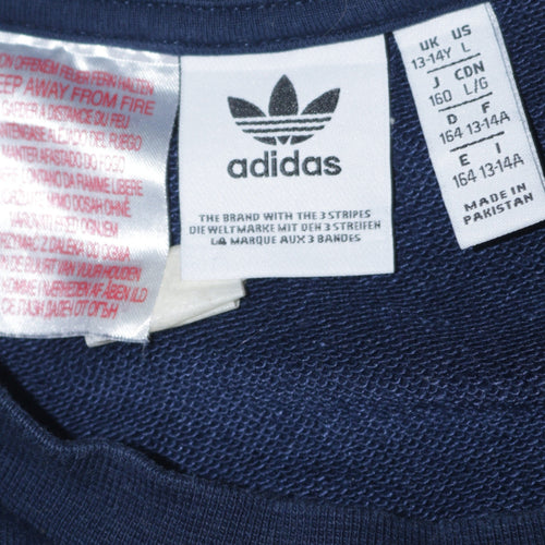 Adidas Boys Navy Blue Crew Neck Pullover Sweatshirt 13-14 Years Logo Print