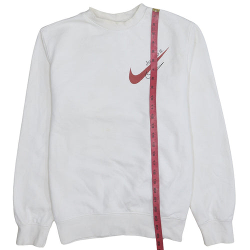 Nike Men's White Small Logo Pullover Sweatshirt Just Do It Crew Neck