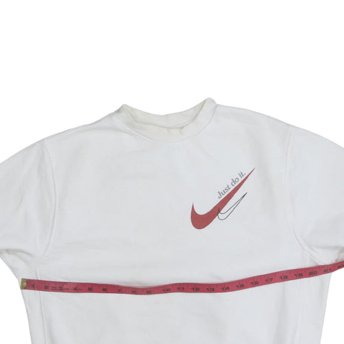 Nike Men's White Small Logo Pullover Sweatshirt Just Do It Crew Neck