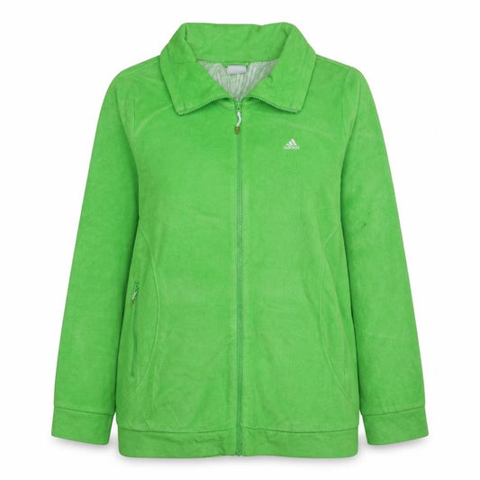 Front view of Adidas Women's Green Fleece Full Zip Long Jacket, size 18