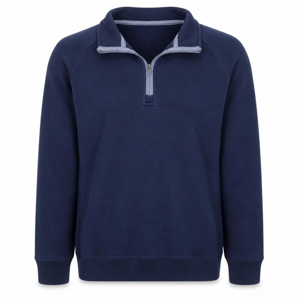 Front view of Under Armour Men's Blue 1/4 Zip Fleece Sweatshirt, size S