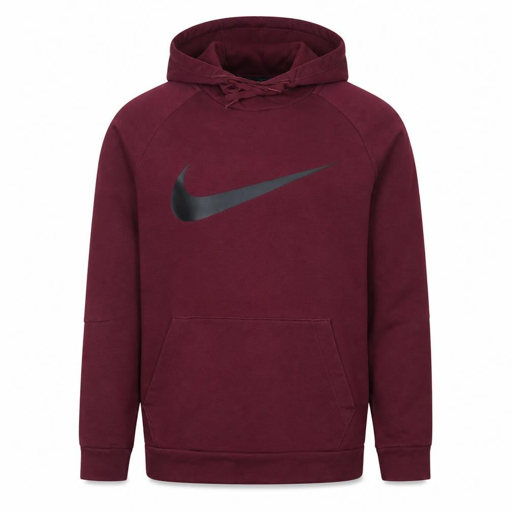 Front view of Nike Men's Red Dri-Fit Pullover Hoodie Small Logo Sportswear