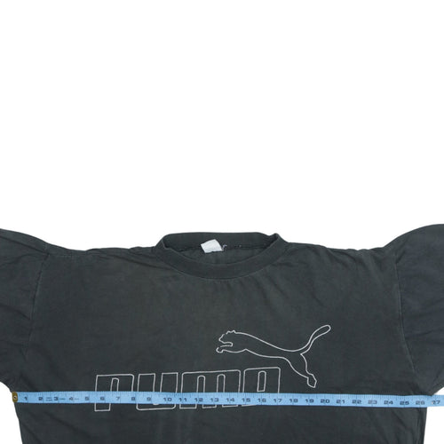 Puma Womens Black Cropped Relaxed Fit Cotton T-Shirt Size M