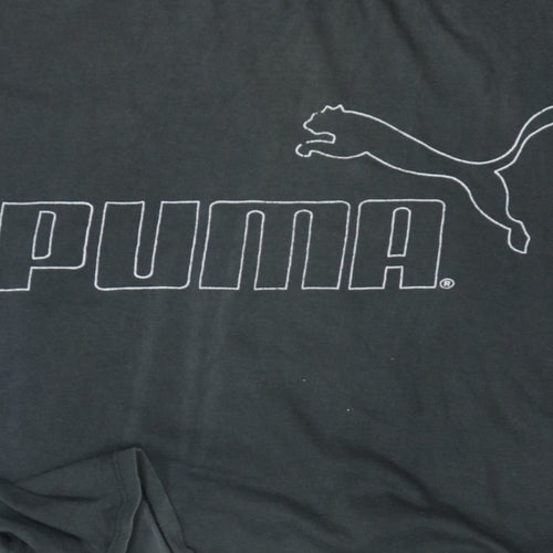 Puma Womens Black Cropped Relaxed Fit Cotton T-Shirt Size M