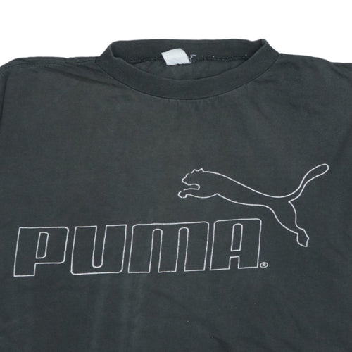Puma Womens Black Cropped Relaxed Fit Cotton T-Shirt Size M
