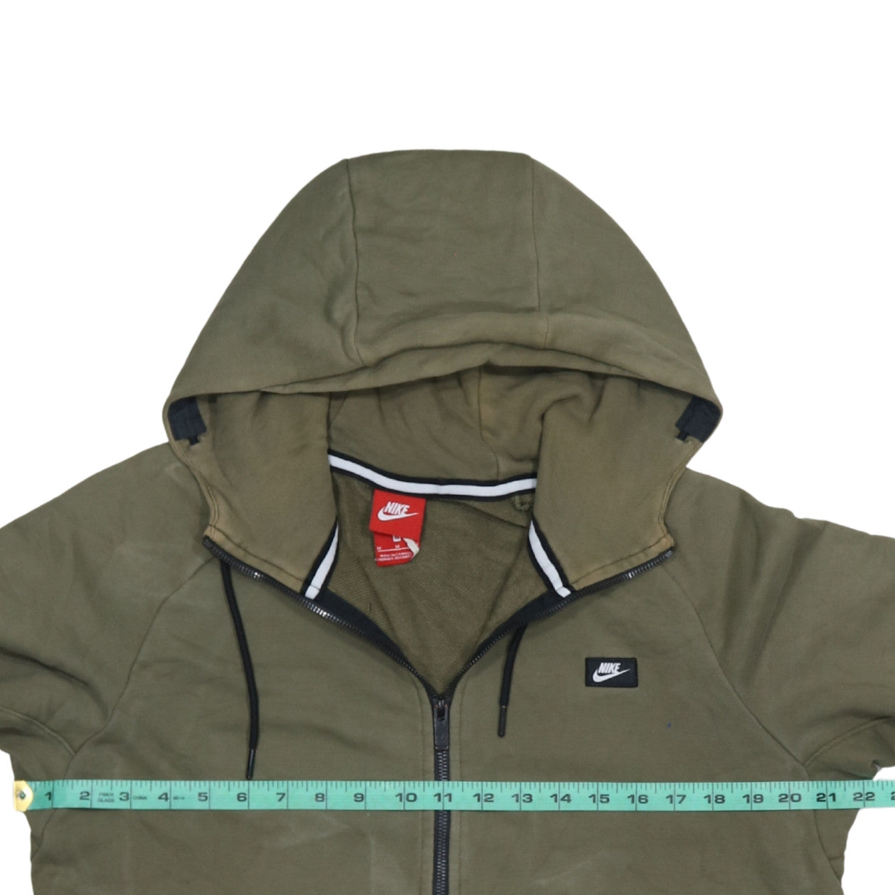 Nike Men's Green Full Zip Hoodie M Regular Fit Fleece Sweatshirt