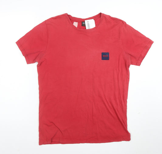 Hugo Boss Men’s Red Cotton Jersey Crew Neck Short Sleeve T-Shirt L