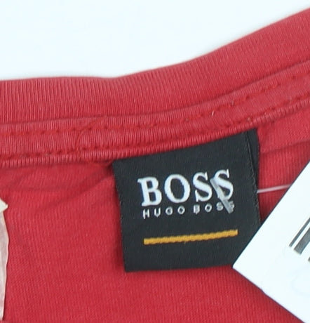 Hugo Boss Men’s Red Cotton Jersey Crew Neck Short Sleeve T-Shirt L