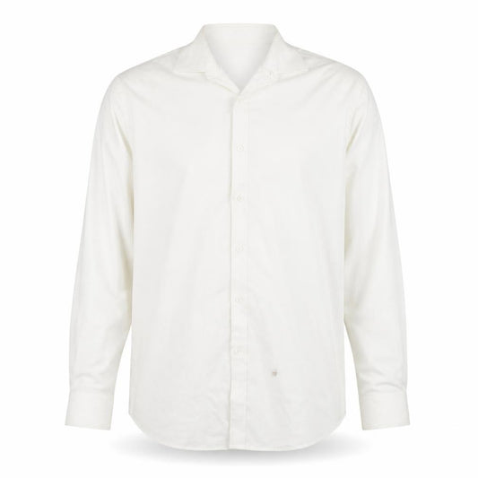 Front view of Tommy Hilfiger Men's White Long Sleeve Cotton Stretch Shirt 17.5 Athletic Fit