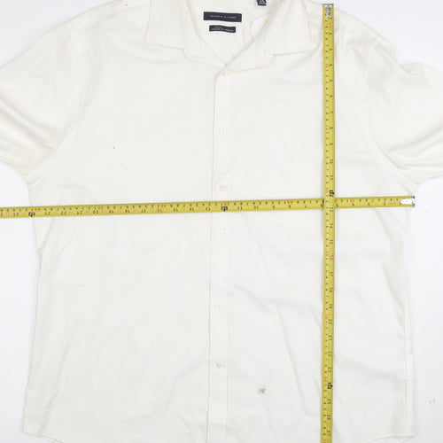 Tommy Hilfiger Men's White Long Sleeve Cotton Stretch Shirt 17.5 Athletic Fit