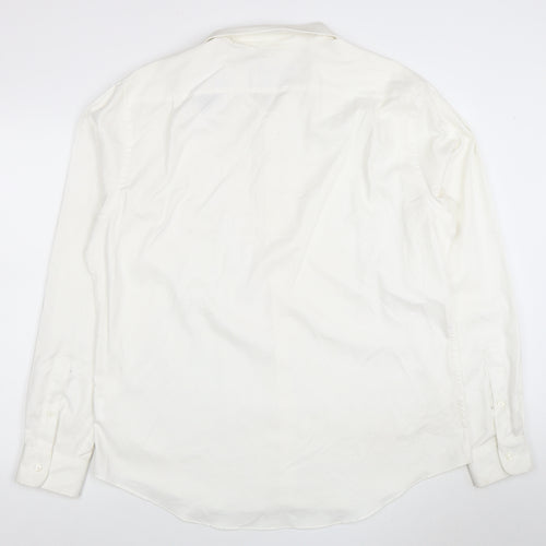 Tommy Hilfiger Men's White Long Sleeve Cotton Stretch Shirt 17.5 Athletic Fit