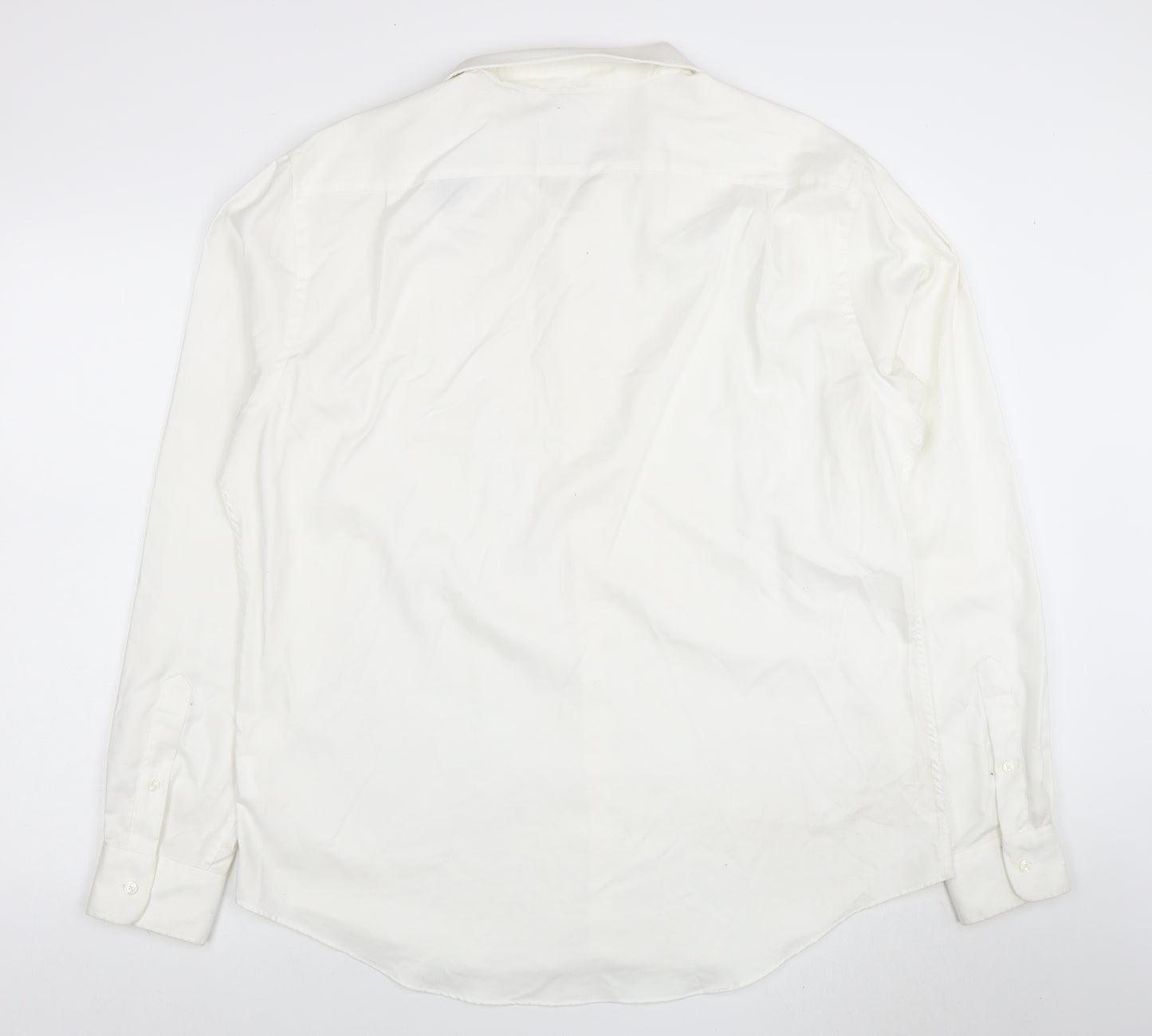 Tommy Hilfiger Men's White Long Sleeve Cotton Stretch Shirt 17.5 Athletic Fit