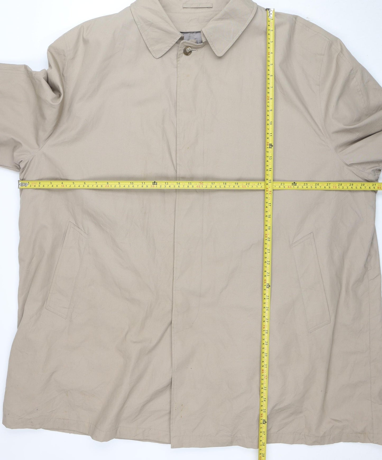 London Fog Men's Beige 4XL Regular Trench Coat Cotton Blend Lined Classic