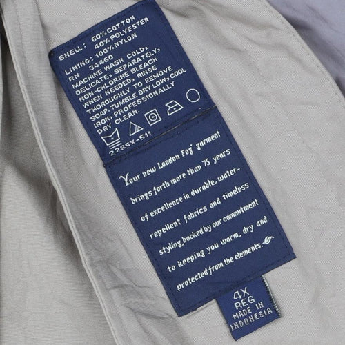 London Fog Men's Beige 4XL Regular Trench Coat Cotton Blend Lined Classic