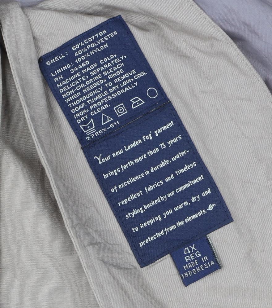 London Fog Men's Beige 4XL Regular Trench Coat Cotton Blend Lined Classic