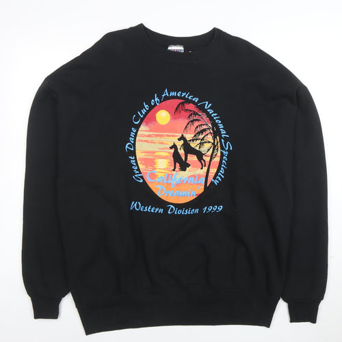 Jerzees Men’s Black XL Pullover Sweatshirt California Dreamin’ Retro Graphic