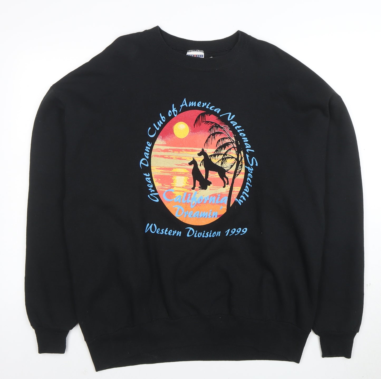 Jerzees Men’s Black XL Pullover Sweatshirt California Dreamin’ Retro Graphic