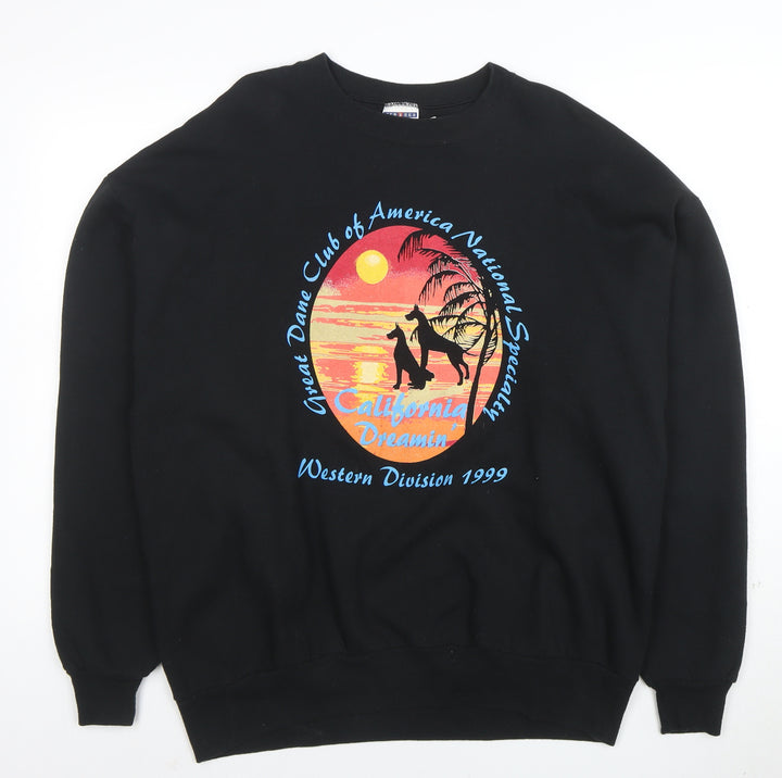 Jerzees Men’s Black XL Pullover Sweatshirt California Dreamin’ Retro Graphic