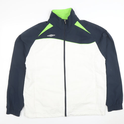 Umbro Mens White L Windbreaker Jacket Lightweight Sports Full Zip