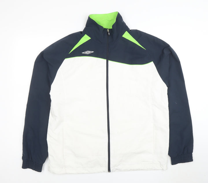 Umbro Mens White L Windbreaker Jacket Lightweight Sports Full Zip