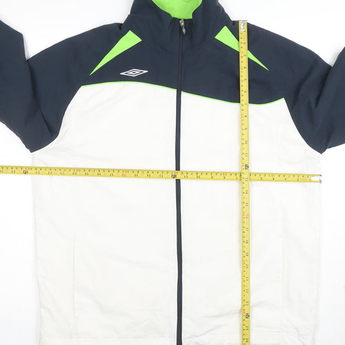 Umbro Mens White L Windbreaker Jacket Lightweight Sports Full Zip