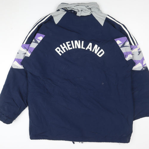 Adidas Men's Blue 90s Windbreaker Jacket Size L Retro Full Zip Hooded