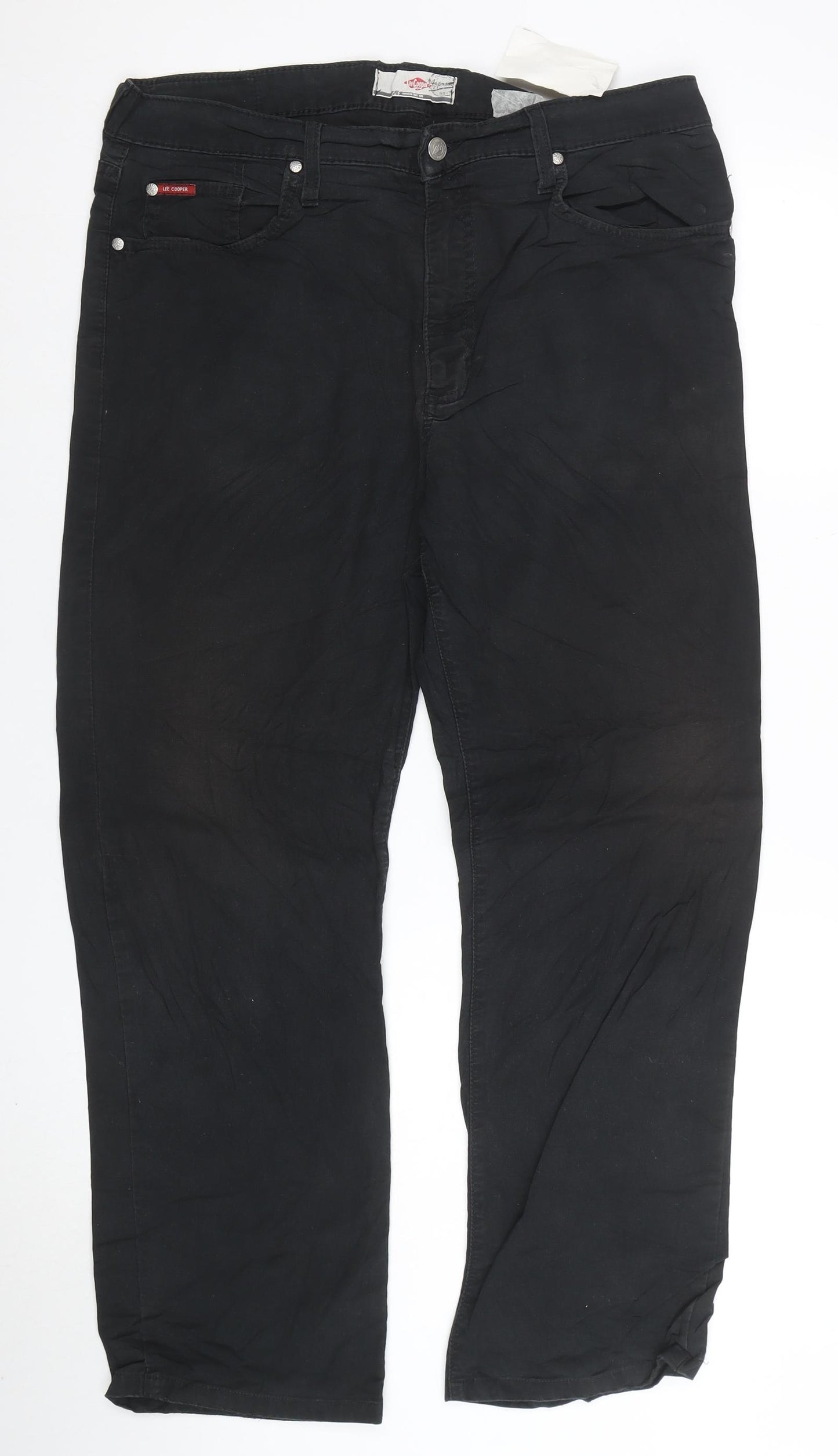 Lee Cooper Men's Black Straight Fit Denim Jeans Size L 36x32