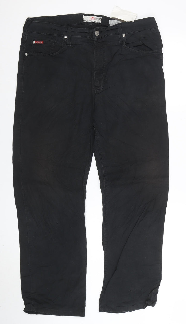 Lee Cooper Men's Black Straight Fit Denim Jeans Size L 36x32