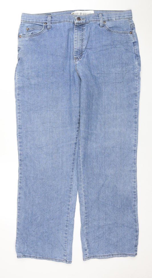 Lee Women's Blue Relaxed Straight Leg Mid Rise Jeans Size 16