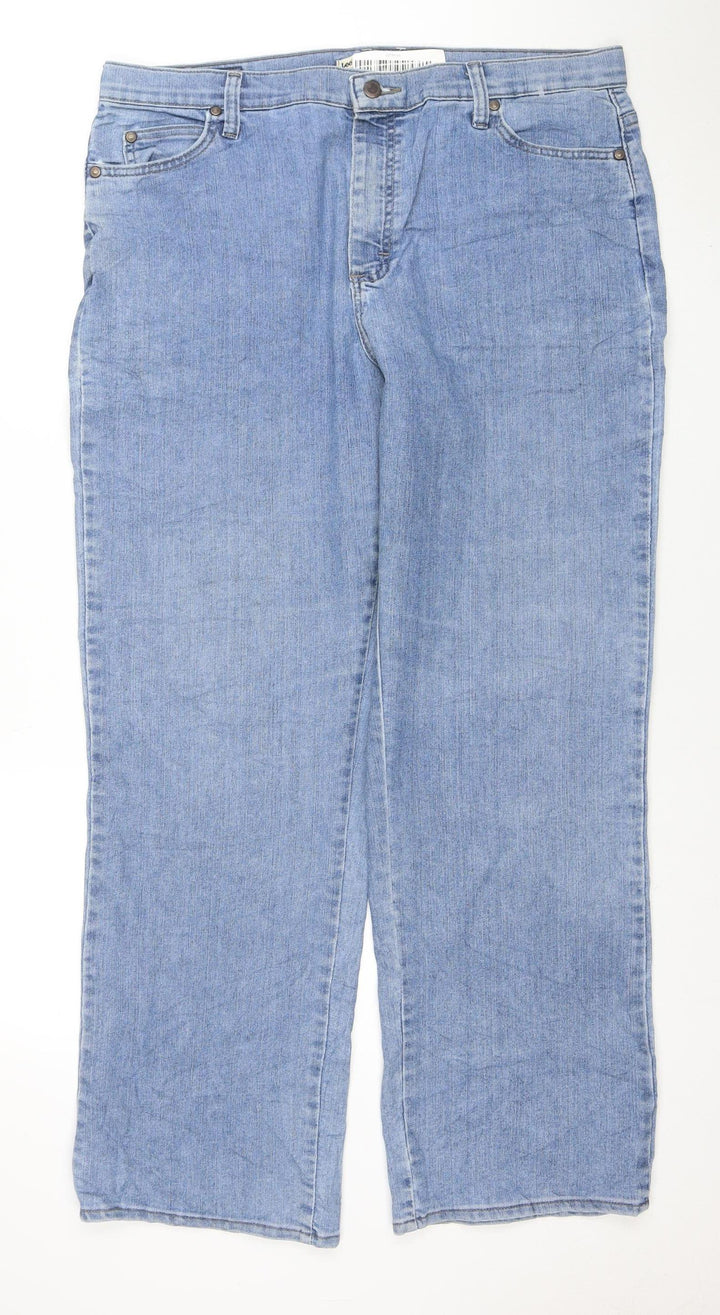 Lee Women's Blue Relaxed Straight Leg Mid Rise Jeans Size 16