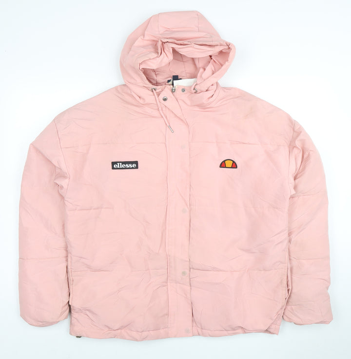 Ellesse Womens Pink Hooded Puffer Jacket Size 10 Very Good