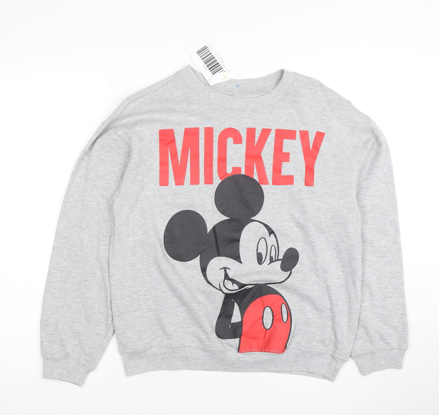Disney Women’s Grey Mickey Mouse Cotton Blend Crew Neck Sweatshirt M