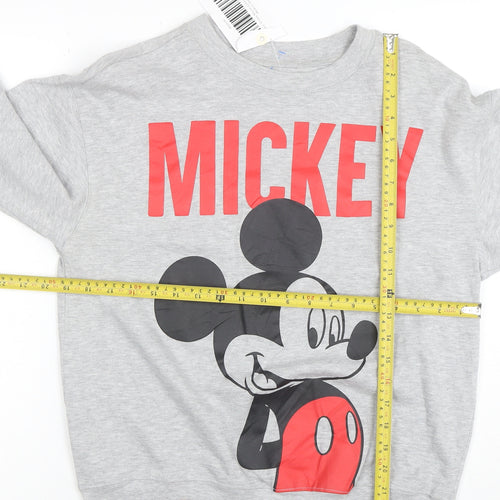 Disney Women’s Grey Mickey Mouse Cotton Blend Crew Neck Sweatshirt M