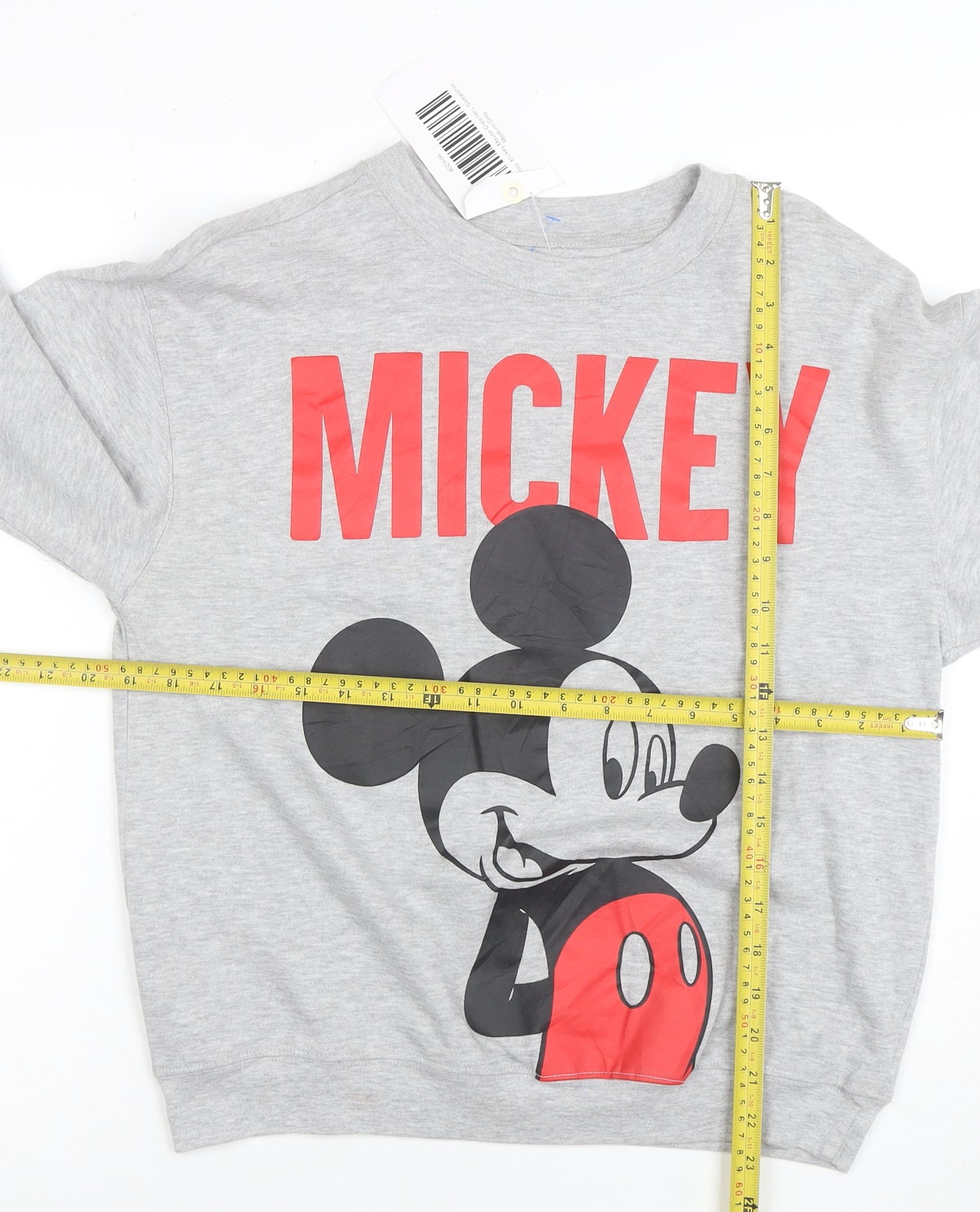 Disney Women’s Grey Mickey Mouse Cotton Blend Crew Neck Sweatshirt M