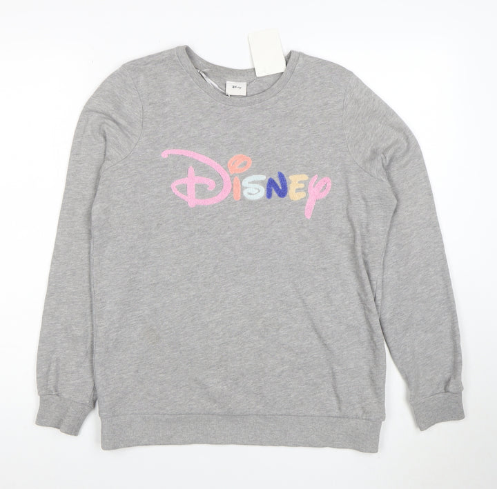 Disney TU Women Grey Cotton Blend Pullover Sweatshirt Size 10