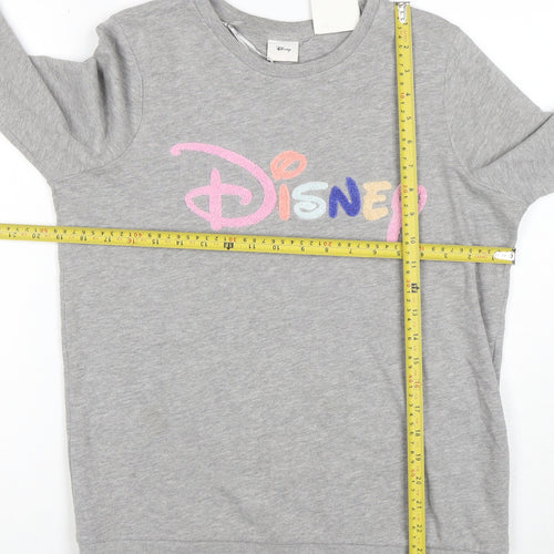 Disney TU Women Grey Cotton Blend Pullover Sweatshirt Size 10