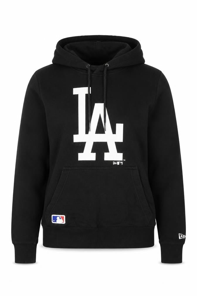 Front view of New Era women’s black la hoodie pullover sxx cotton blend