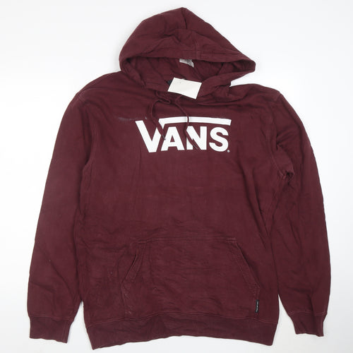 Vans Women's Burgundy Pullover Hoodie L Cotton Fleece Casual